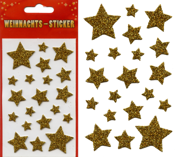 Sticker Weihnachten Sterne-Gold